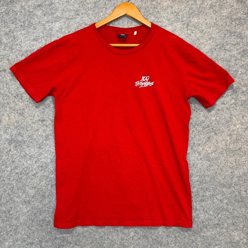 100 Thieves T Shirt Men Medium Classic Red Embroidered Logo Foundations Core Tee